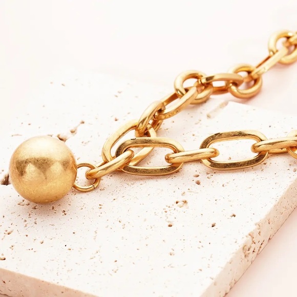 Zara Solid Round Steel Ball And Chain Pendant Oval Link Necklace Women’s Men’s - Picture 5 of 16